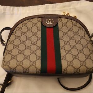 Gucci Crossbody Bag in Brown and Green with Iconic Monogram